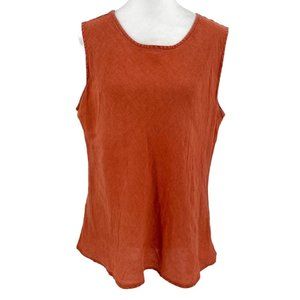 CP Shades 100% Pure Irish Linen Sleeveless Tank Top Terracotta Orange sz Medium